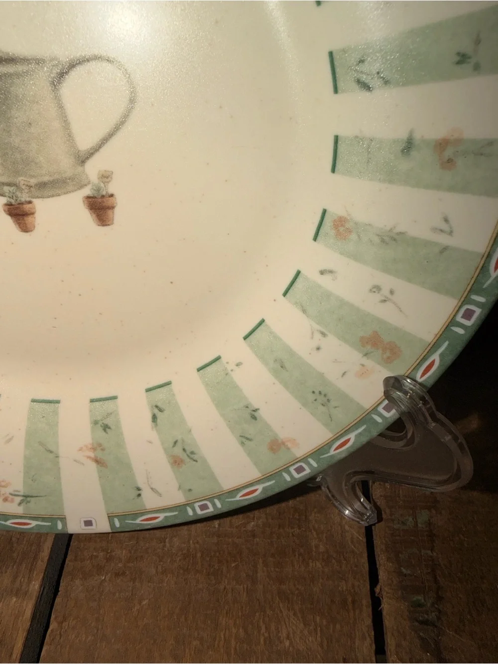 Pfaltzgraff Cream Dinner & Salad Plate Set Green Botanical Accents Set of 2 Vtg